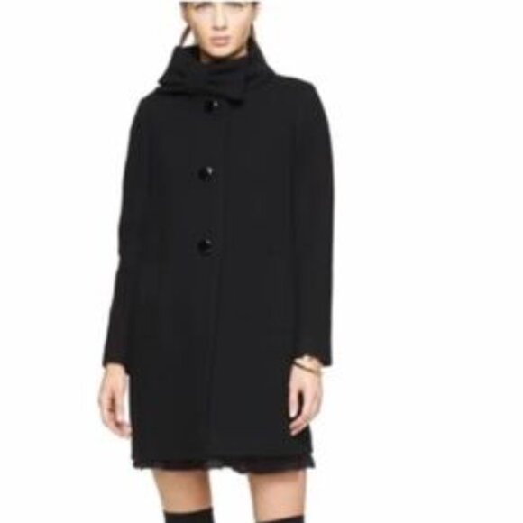 Kate Spade New York Bow Neck Wool Coat Black Size 10 - Picture 1 of 8